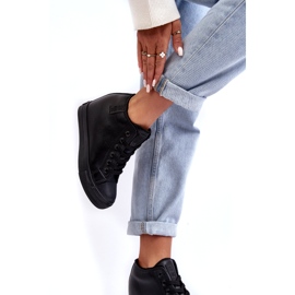 Damen-Sneaker aus Leder mit Keilabsatz Big Star MM274001 Schwarz 2