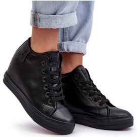 Damen-Sneaker aus Leder mit Keilabsatz Big Star MM274001 Schwarz 7