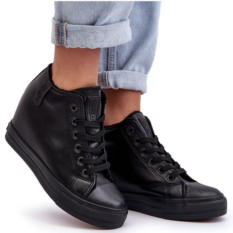 Damen-Sneaker aus Leder mit Keilabsatz Big Star MM274001 Schwarz 7
