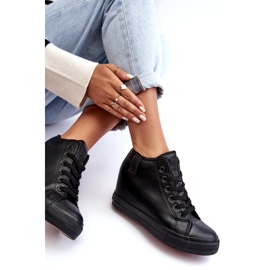 Damen-Sneaker aus Leder mit Keilabsatz Big Star MM274001 Schwarz 5