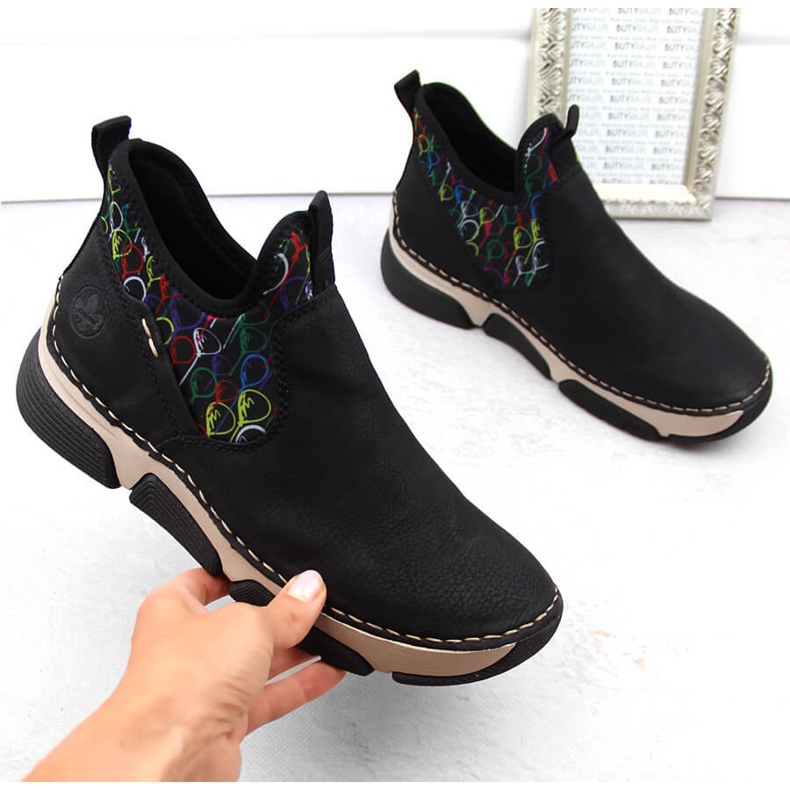 Bequeme Damen-Slipper-Stiefeletten in Schwarz von Rieker 45957-00 2