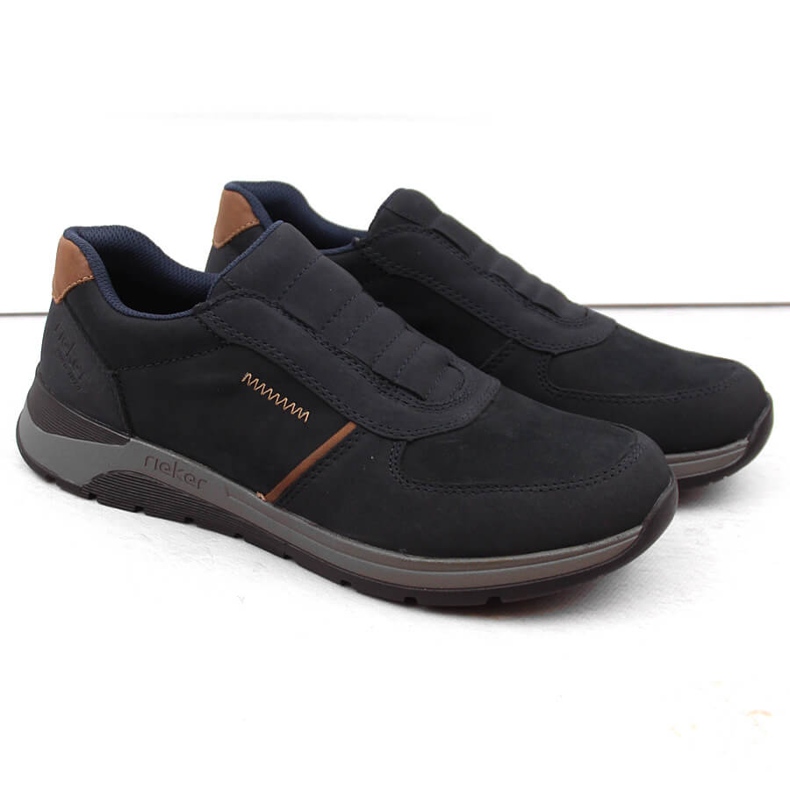 Bequeme Herren-Slipper aus Leder, Marineblau, Rieker 39652-14 2