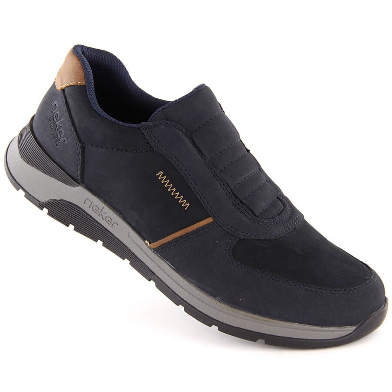 Bequeme Herren-Slipper aus Leder, Marineblau, Rieker 39652-14 1