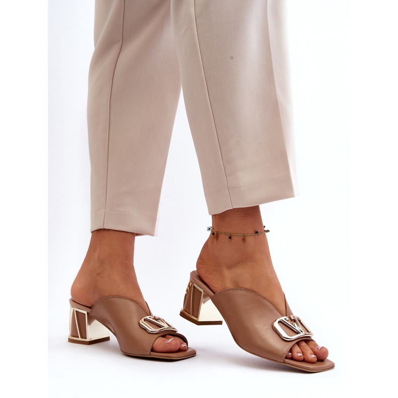 Elegante Damen-Flip-Flops mit hohem Absatz Laura Messi 2771 Beige 3