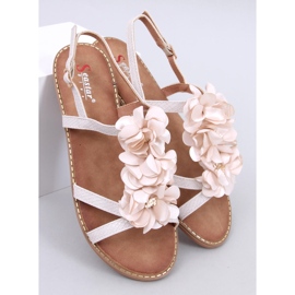 Amaur Beige Sandalen mit zarten Blumen 1