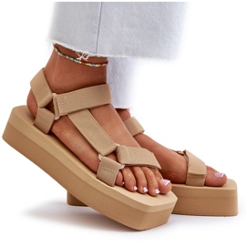 Ideal Shoes Damen-Plateausandalen, Beige 4