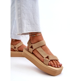 Ideal Shoes Damen-Plateausandalen, Beige 2