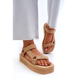 Ideal Shoes Damen-Plateausandalen, Beige 1