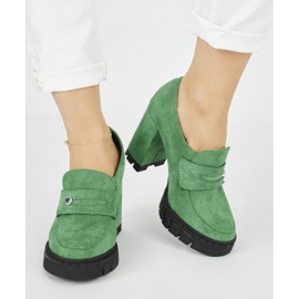 Grüne Damenschuhe mit hohen Absätzen 1