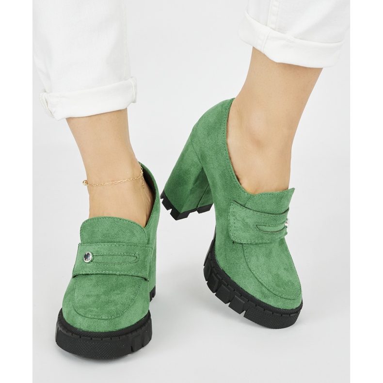 Grüne Damenschuhe mit hohen Absätzen 1