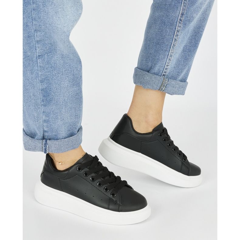 Schwarze Plateau-Sportschuhe für Damen 2