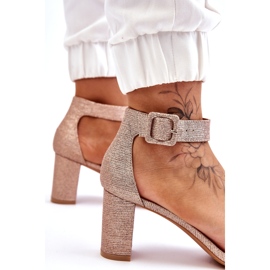 Glänzende High-Heel-Sandalen, Roségold golden 3