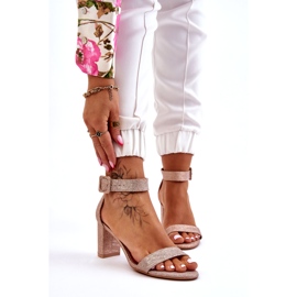 Glänzende High-Heel-Sandalen, Roségold golden 1