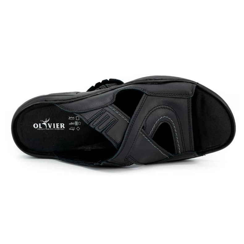 Olivier Herrenflip -Flops aus natürlichen Leder 400MP Schwarz 3