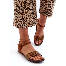 Zazoo 40027 Flache Damen-Ledersandalen, Kupfer braun 2