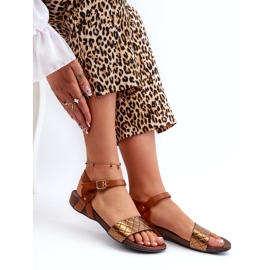 Zazoo 40027 Flache Damen-Ledersandalen, Kupfer braun 3