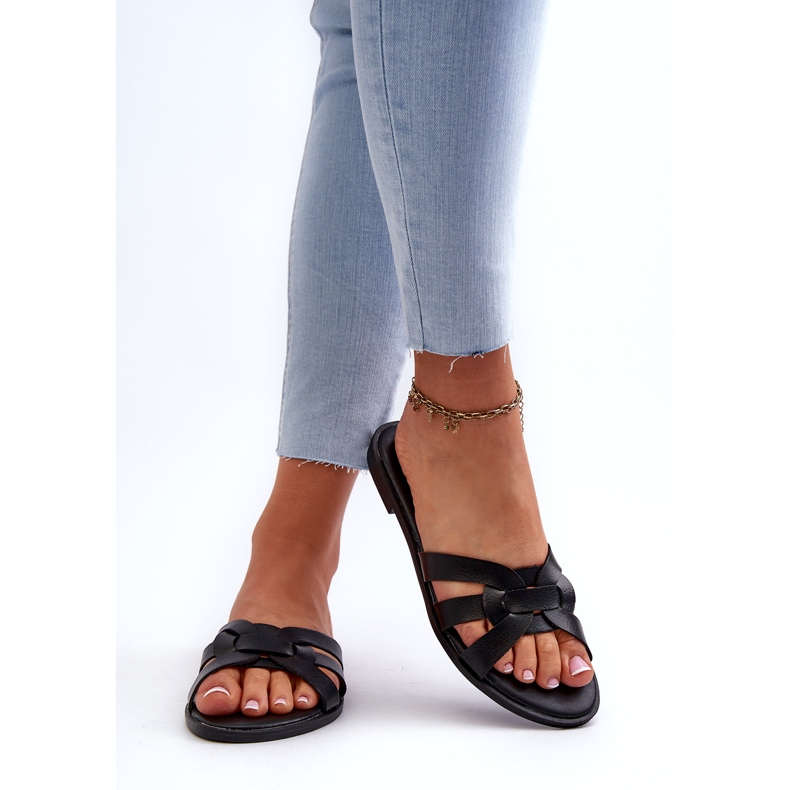 Evento Flachhochheelte Frauen-Eco-Leather Pantoffeln für Frauen schwarz 3