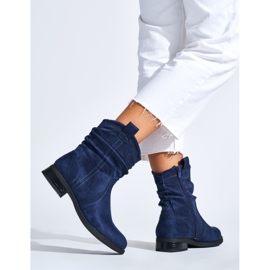 Flache Stiefeletten aus Wildleder in Marineblau 1