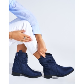 Flache Stiefeletten aus Wildleder in Marineblau 2