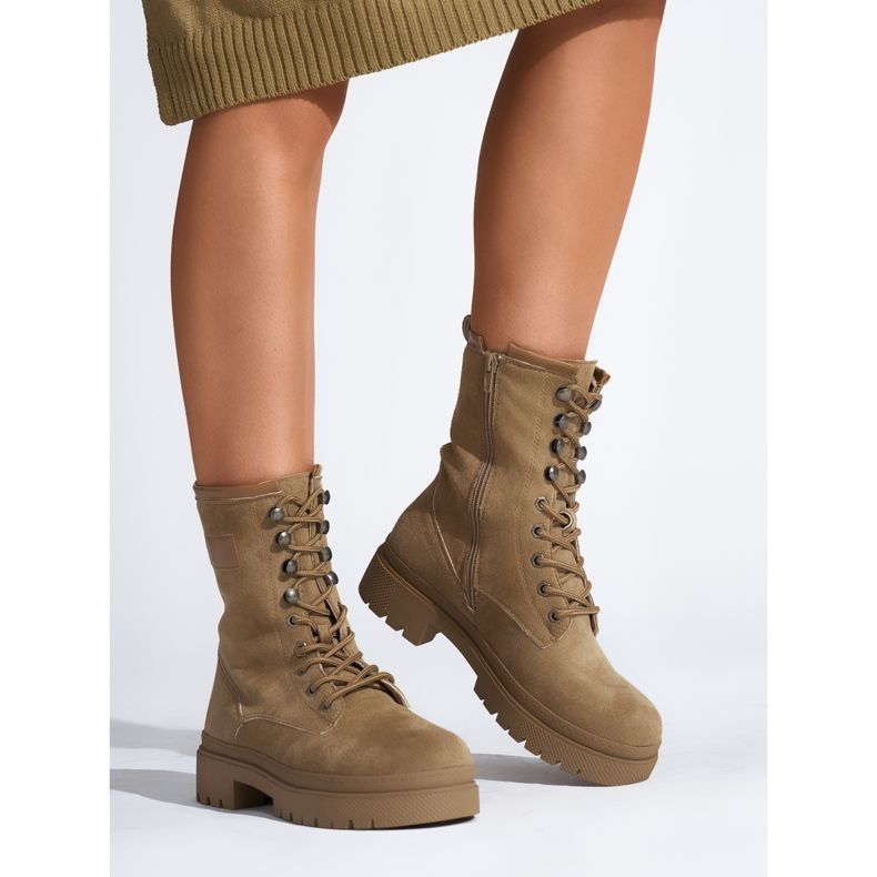 Braune Schnürstiefeletten für Damen 1