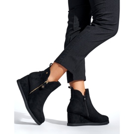 Schwarze Keilstiefel für Damen 2