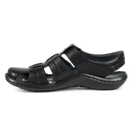 Kampol Herren Ledersandalen 220KAM schwarz 1