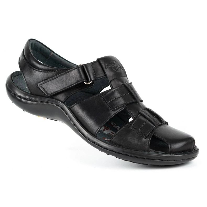 Kampol Herren Ledersandalen 220KAM schwarz 2