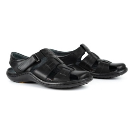 Kampol Herren Ledersandalen 220KAM schwarz 3