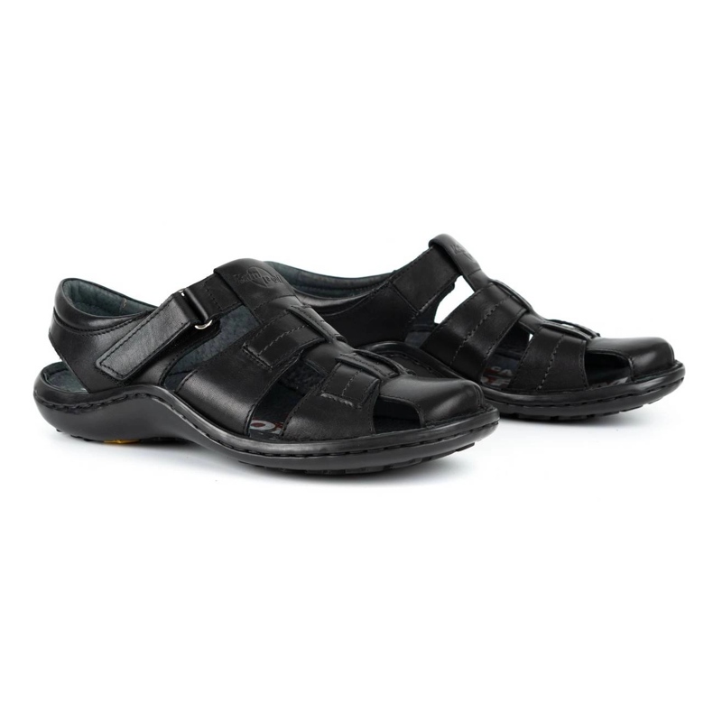 Kampol Herren Ledersandalen 220KAM schwarz 3