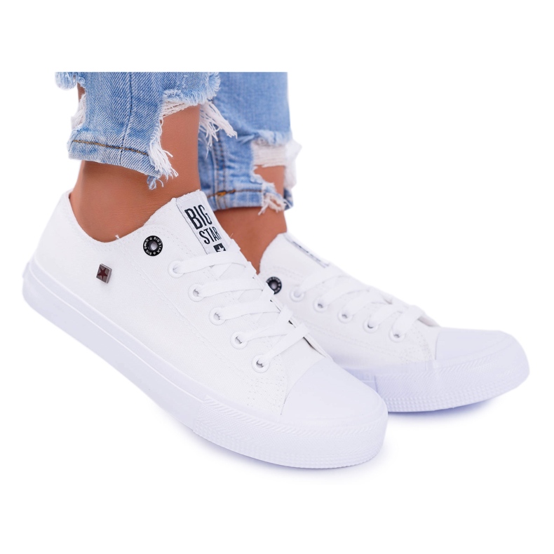 Klassisch niedrige Sneakers für Damen Big Star AA274010 Weiß 4