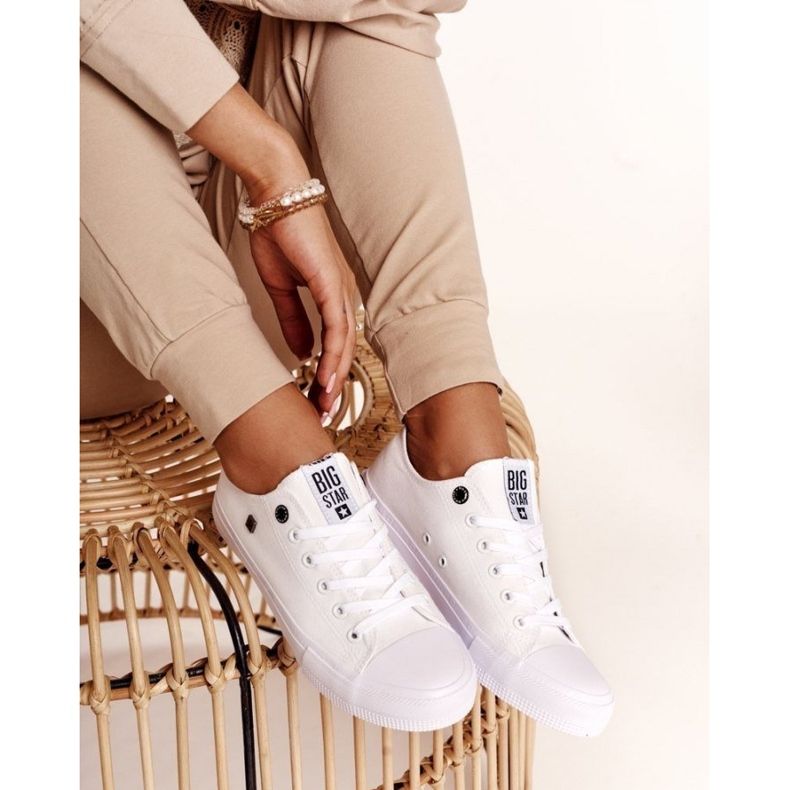 Klassisch niedrige Sneakers für Damen Big Star AA274010 Weiß 2