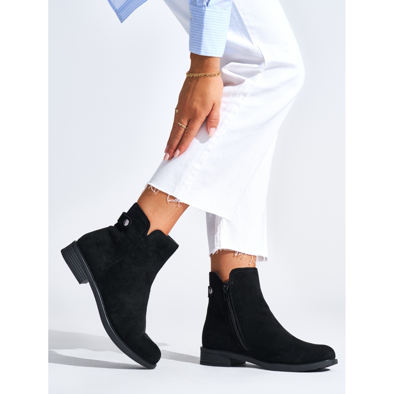 Schwarze Wildleder-Stiefeletten für Damen 1