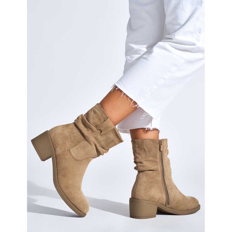 Beige Cowboystiefel für Damen 2