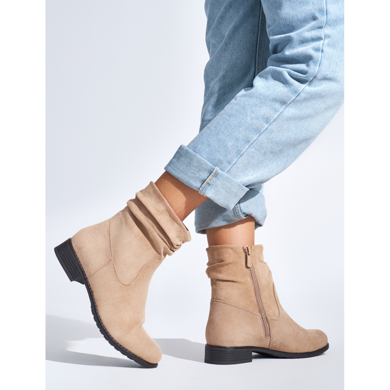 Beige Cowboystiefel für Damen 2
