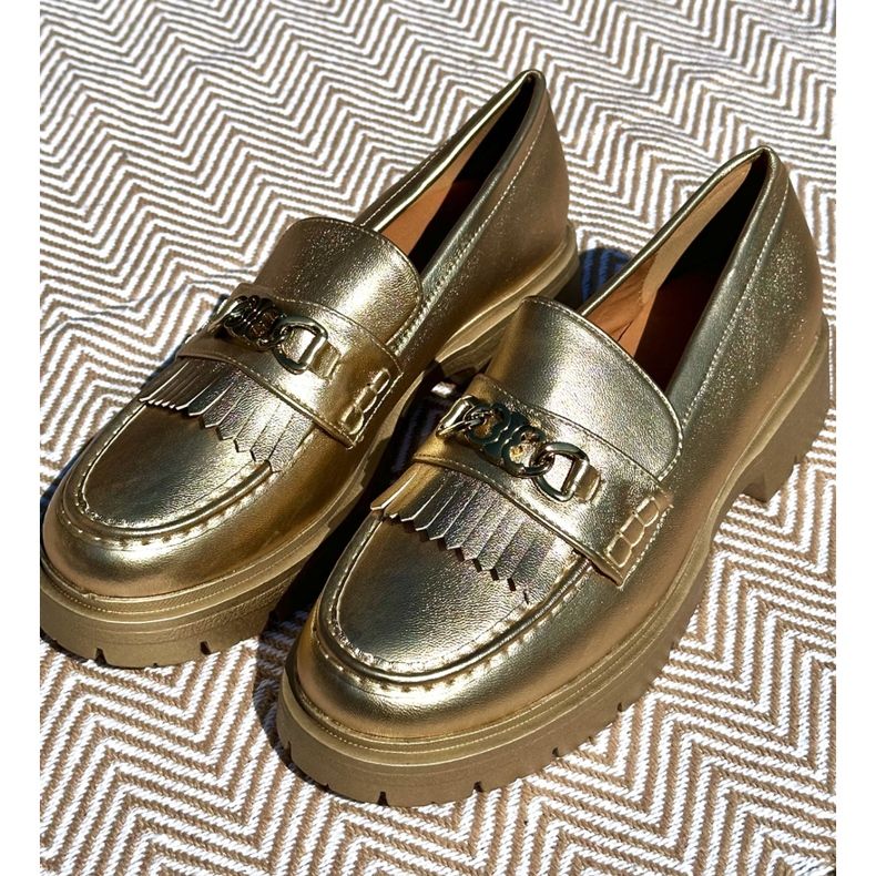 PH2 Damen-Mokassins aus Faux-Wildleder mit Goldverzierung Zanita golden 1