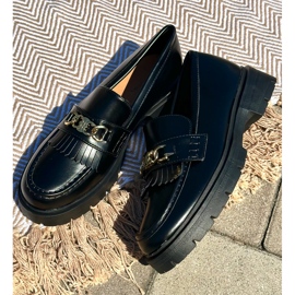 PH2 Damen-Mokassins aus Faux-Wildleder mit Goldverzierung, Schwarz Zanita 1