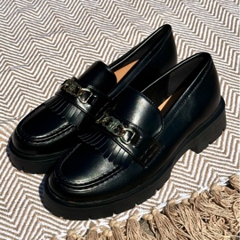 PH2 Damen-Mokassins aus Faux-Wildleder mit Goldverzierung, Schwarz Zanita 2