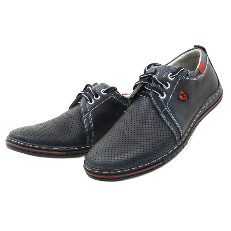 Polbut Herren-Lederschuhe 343P, Perforation, Marineblau 5