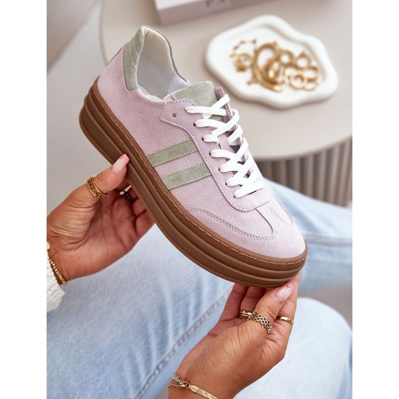 Zazoo N1068S4 Wildleder-Plateau-Sneaker für Damen, Lila violett 2