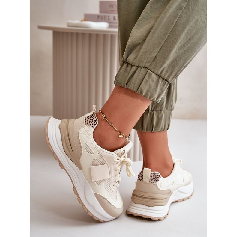 Damen-Plateau-Sneaker Beige Nevelaine 2