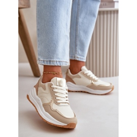 Damen-Plateau-Sneaker aus Öko-Leder, Beige Issatta 2
