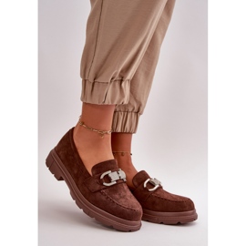 Damen-Mokassins aus Öko-Wildleder mit Verzierung, Brown Wistera braun 1