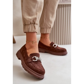 Damen-Mokassins aus Öko-Wildleder mit Verzierung, Brown Wistera braun 2