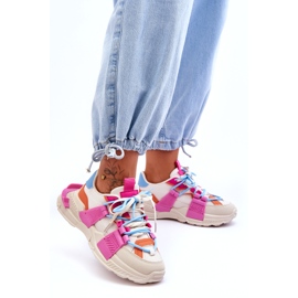 Seastar Modische Schnür-Sportschuhe für Damen, Beige und Rosa 4