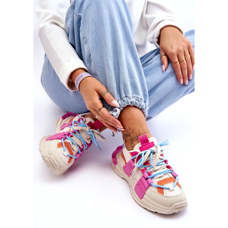 Seastar Modische Schnür-Sportschuhe für Damen, Beige und Rosa 3