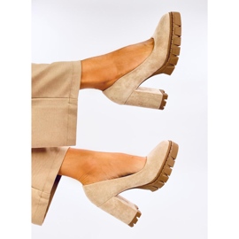 Angela Khaki-Pumps mit hohem Absatz und Plateau beige 1