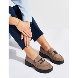 Damen-Loafer aus beigem Wildleder 1