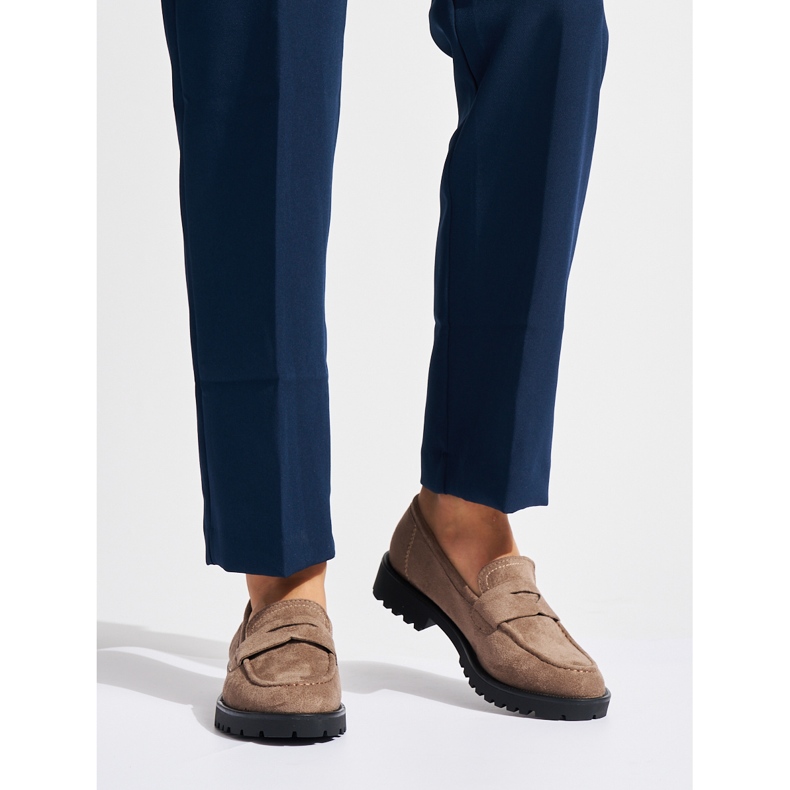 Damen-Mokassins aus beigem Wildleder 1