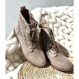 S.barski HY66-136 Damen Stiefeletten mit Muster, Hellbeige 2