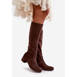Overknee-Stiefel für Damen aus Öko-Wildleder mit Reißverschluss, Braun Elitara 1
